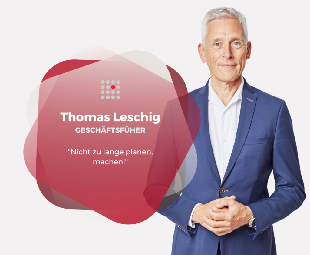 Thomas Leschig von relations GmbH mit Spruchwolke